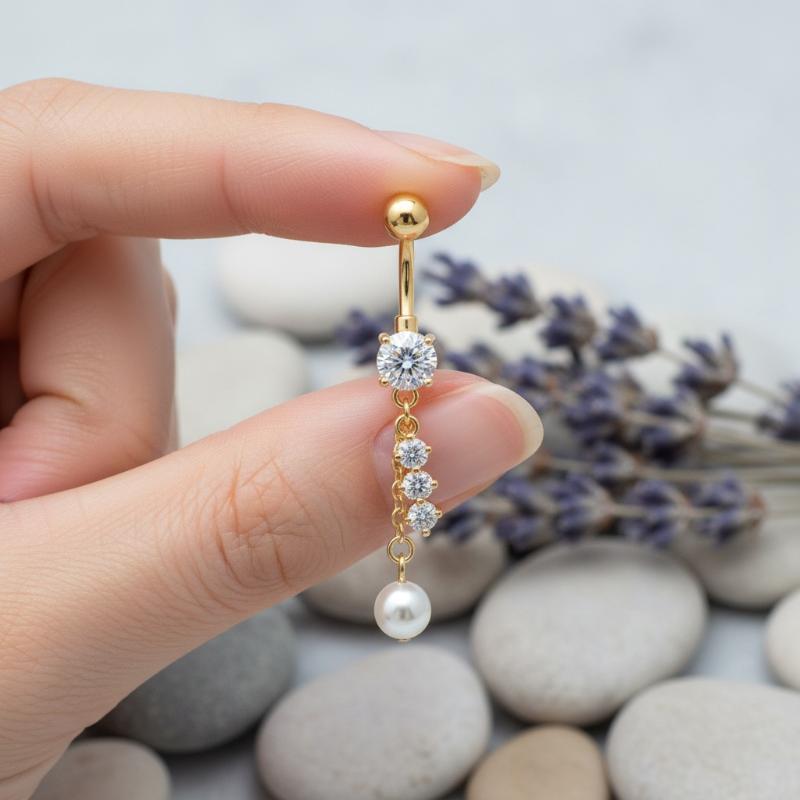 Body Jewelry Tunnels - Kristall-Anhänger Bauchnabelpiercing für Frauen Stern Zirkon