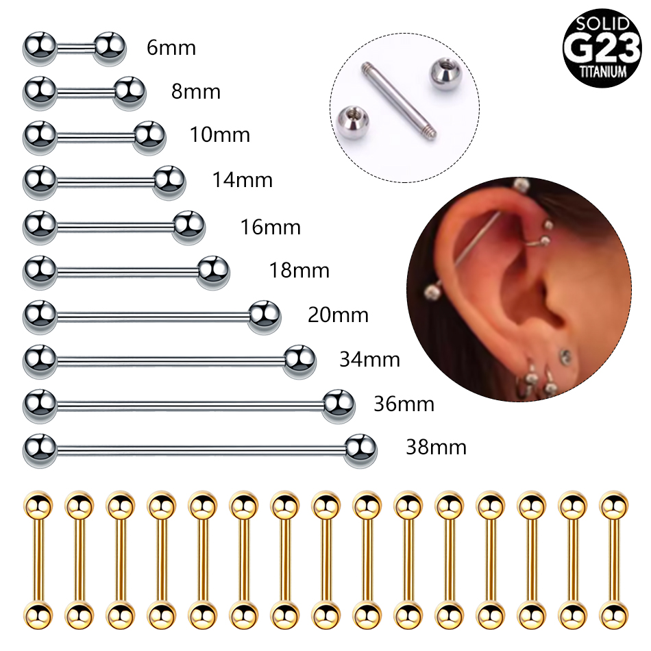 Body Jewelry Industrial - 1/5PCS Titan Außengewinde Zunge Helix Piercing