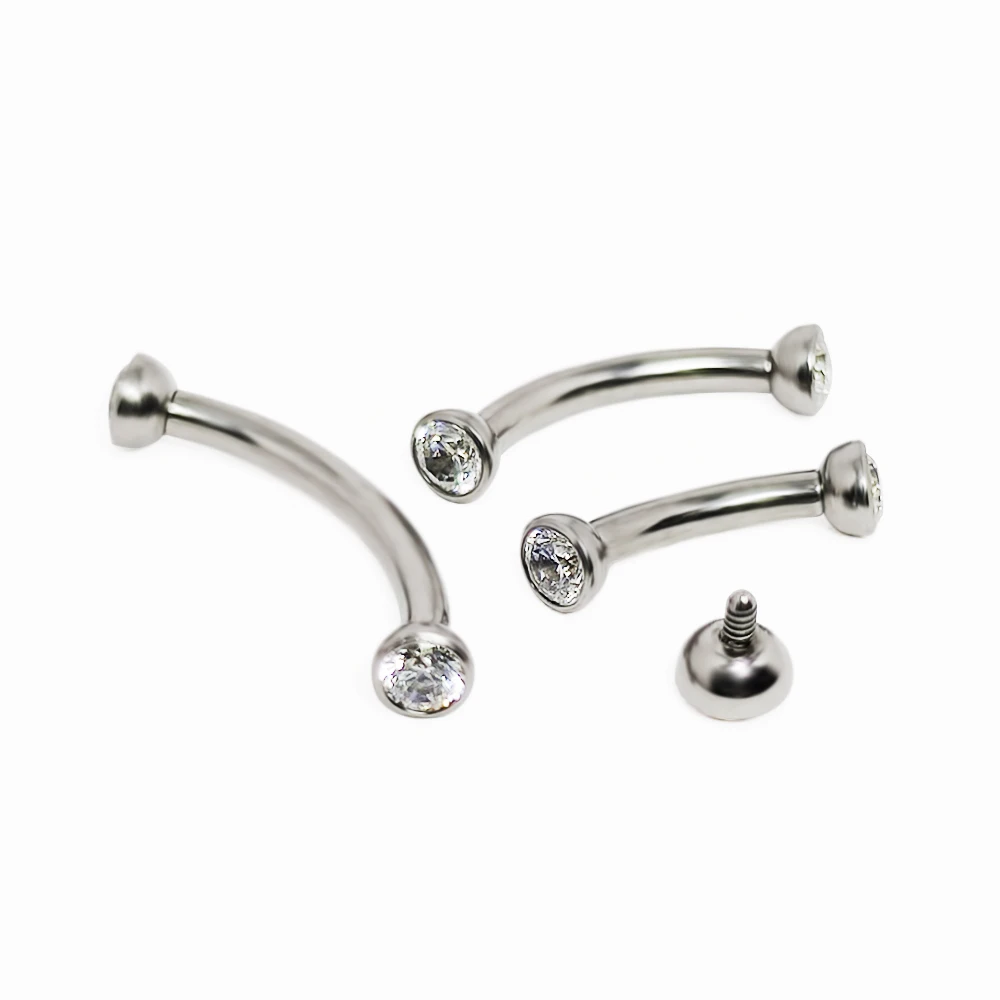 Eyebrow Curved Barbell - F136 Titan Piercings Augenbrauen Zirkon Knorpel
