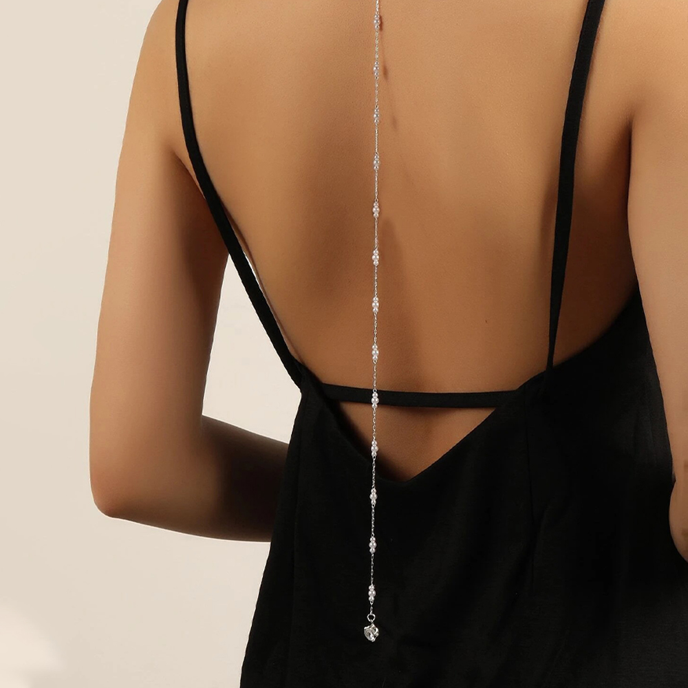 Body Jewelry Back - Luxus Braut runde Strass Perle zurück
