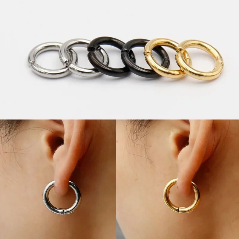 Body Jewelry Tunnels - 2/6 Stück gefälschte Huggie-Creolen für Männer