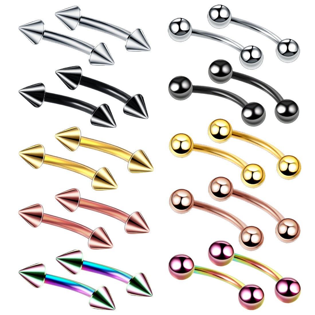 Eyebrow Curved Barbell - 20 teil/satz Stahl Augenbrauen Banane Piercing