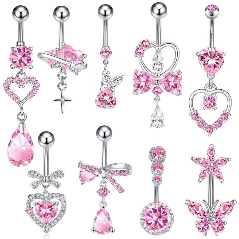 Body Jewelry Tunnels - Hypoallergener Edelstahl-Bauchnabelpiercing mit funkelndem Zirkon, klassischer