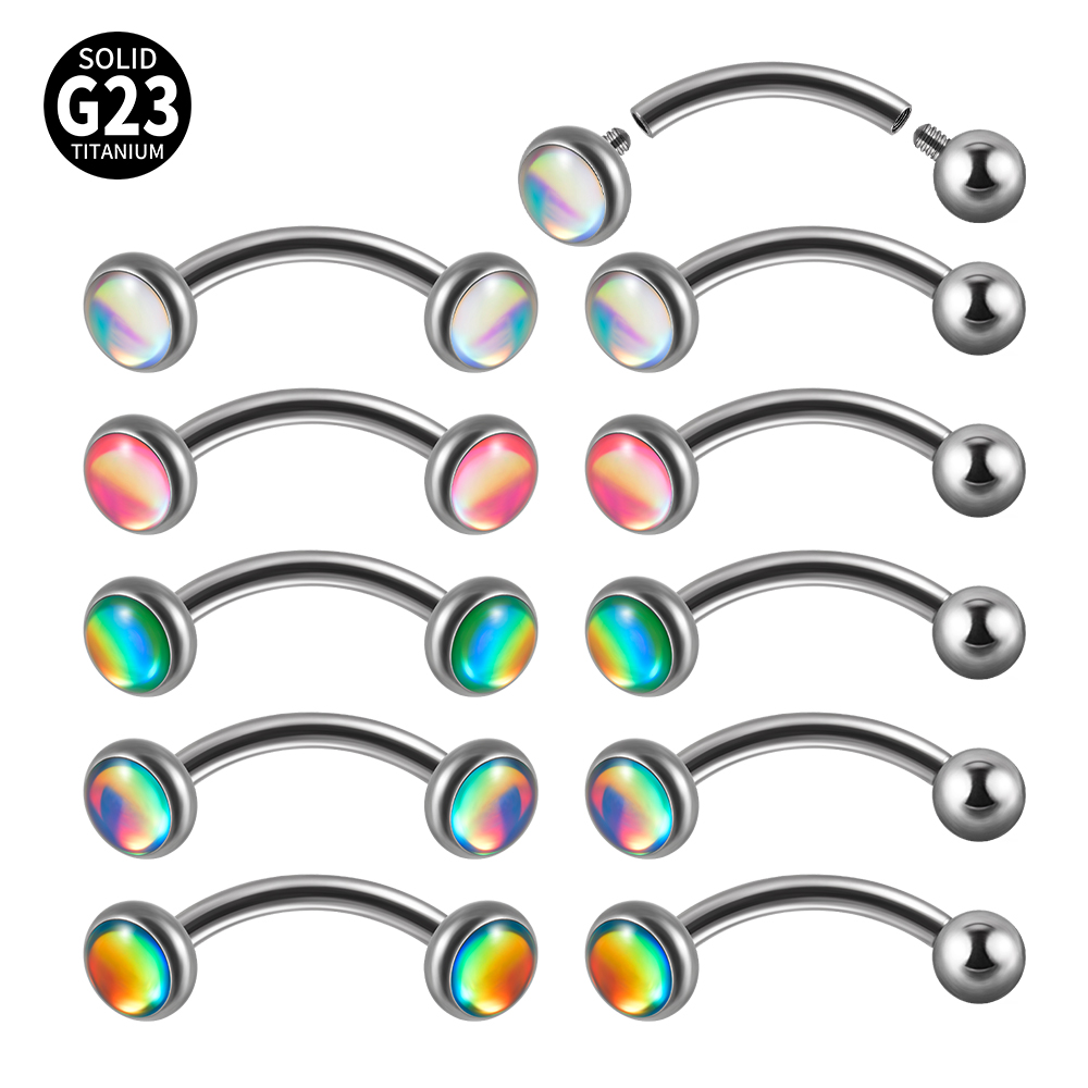 Eyebrow Curved Barbell - 1PC G23 Titan 16G Flash Edelstein