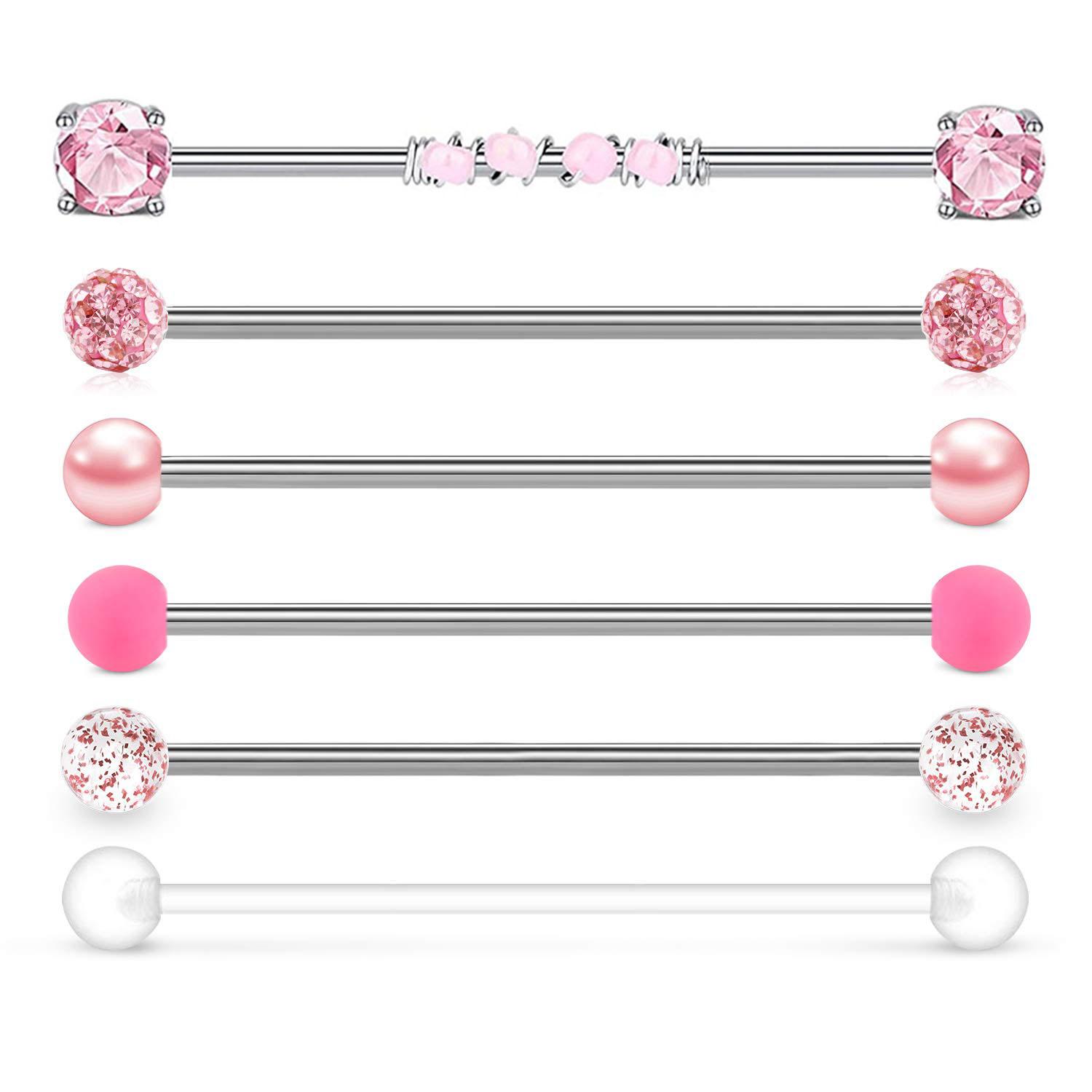 Body Jewelry Industrial - 1pc / 6pcs 14G 38mm Edelstahl