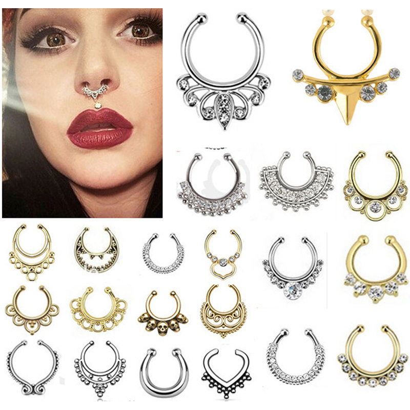 Body Jewelry Nose - Indischer Kristall-Haken in der Nase für