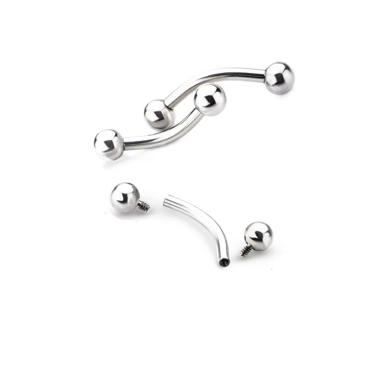 Eyebrow Curved Barbell - 10 Stück ASTM F136 Titan 14G