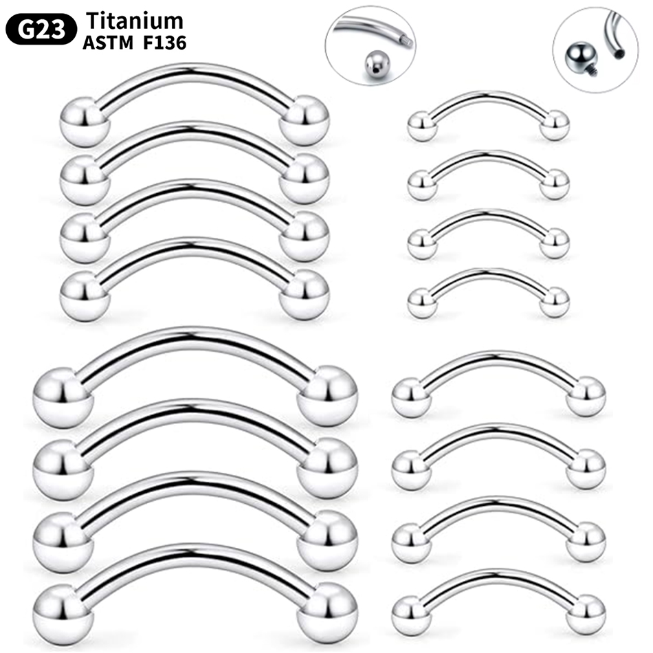 Eyebrow Curved Barbell - 1 Stück Titan Piercing gebogener Langhantel
