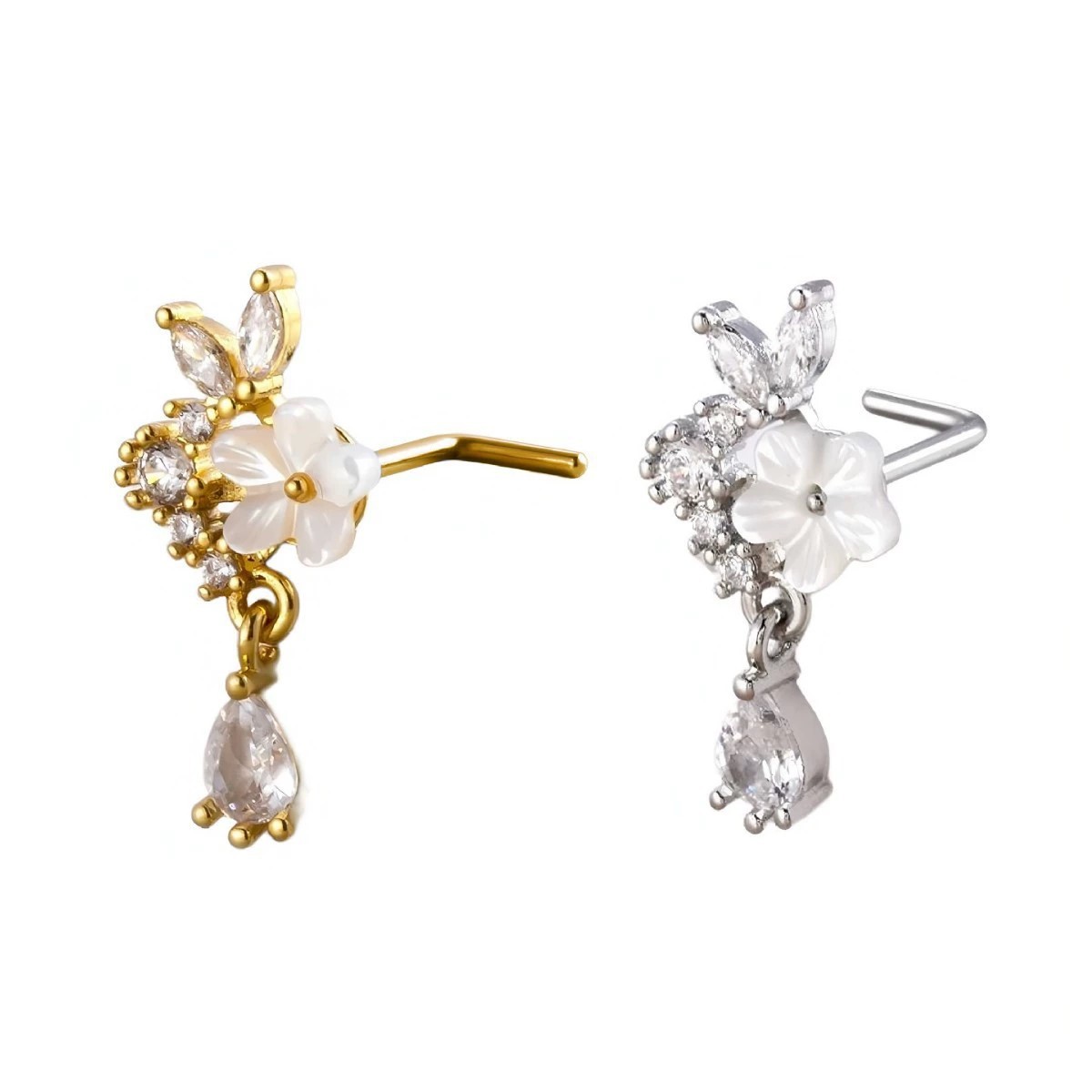 Goldener Blumen-Nasenring mit  – Body Jewelry Nose Bewertung und Preis