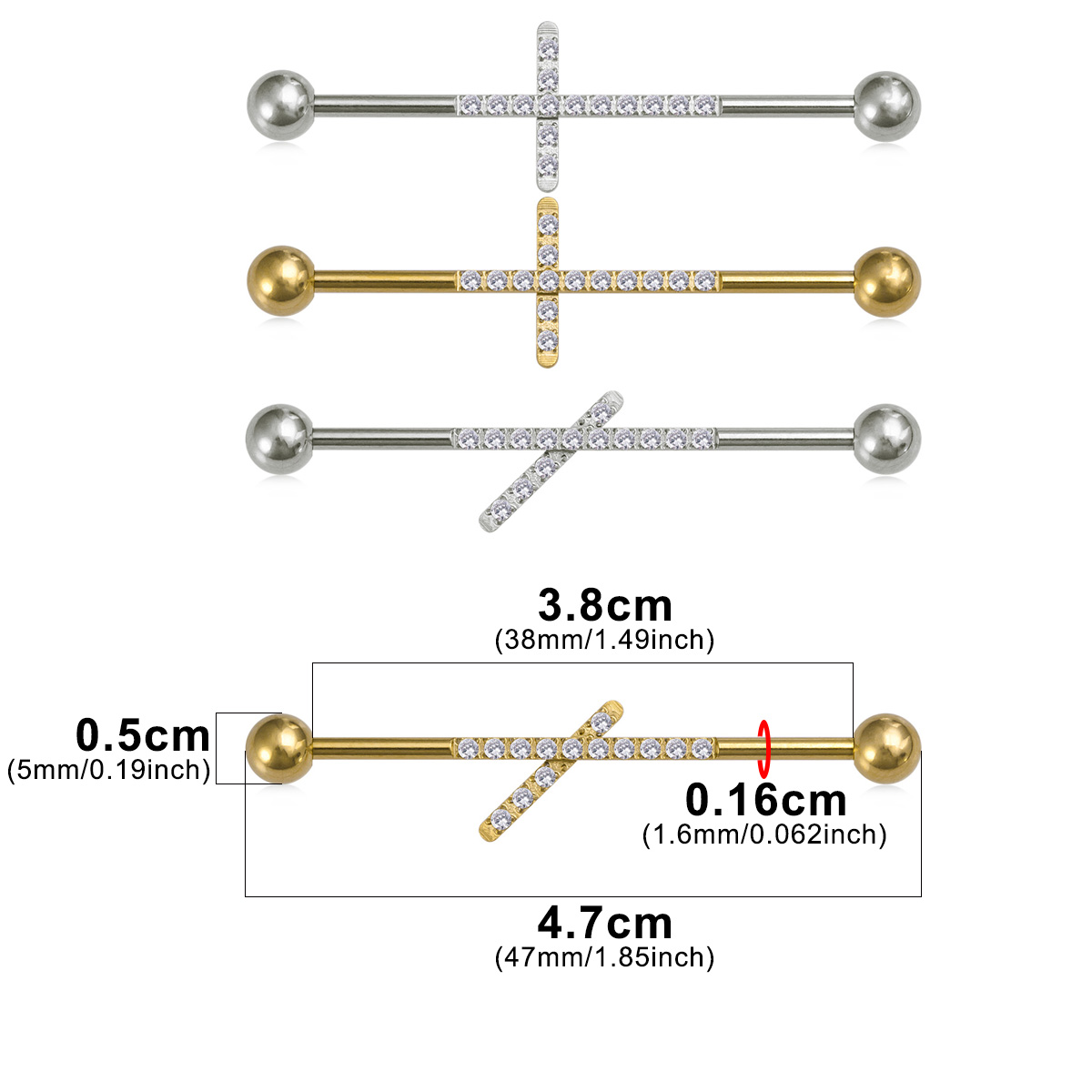 1 Stück Zirkonia Industrial Pi – Body Jewelry Industrial Bewertung und Preis