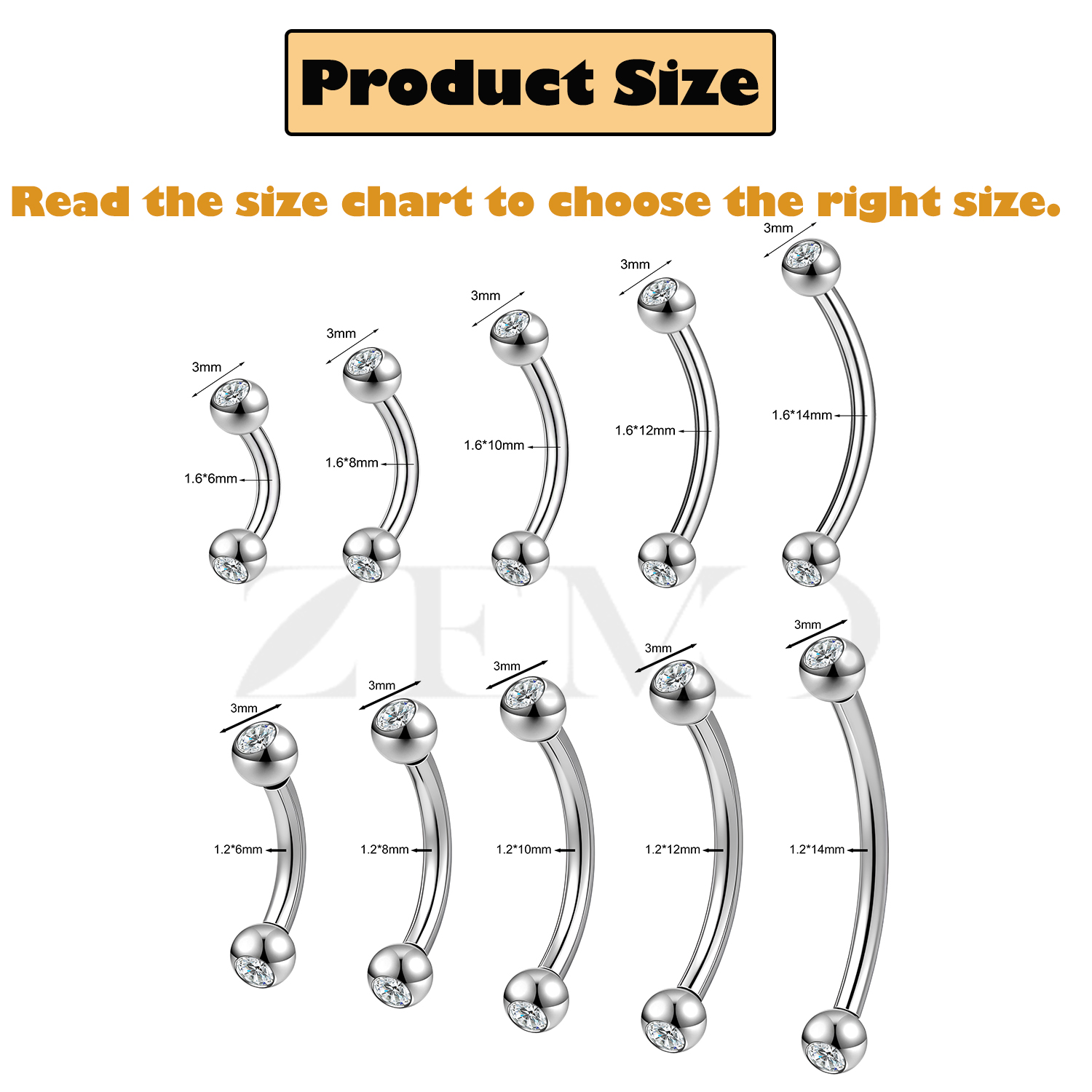 ZEMO 1 Stück 14/16G Edelstahl  – Eyebrow Curved Barbell Bewertung und Preis