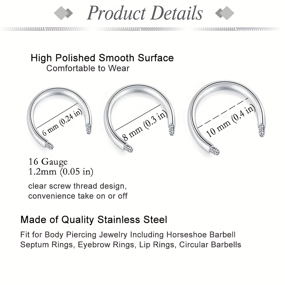 6/8/10/12/52 stücke 16g Edelst – Body Jewelry Industrial Bewertung und Preis