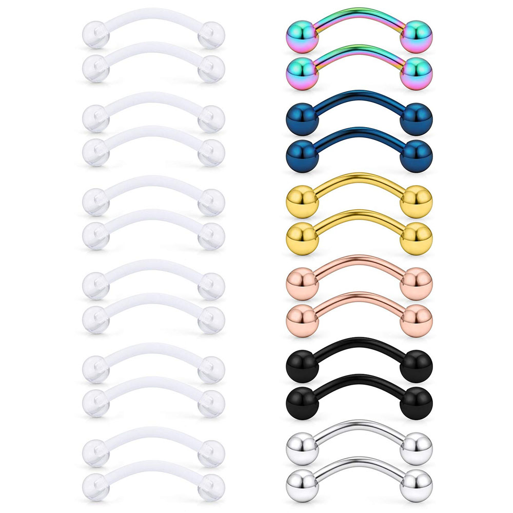 16G klares Acryl Bioflex Edels – Eyebrow Curved Barbell Bewertung und Preis