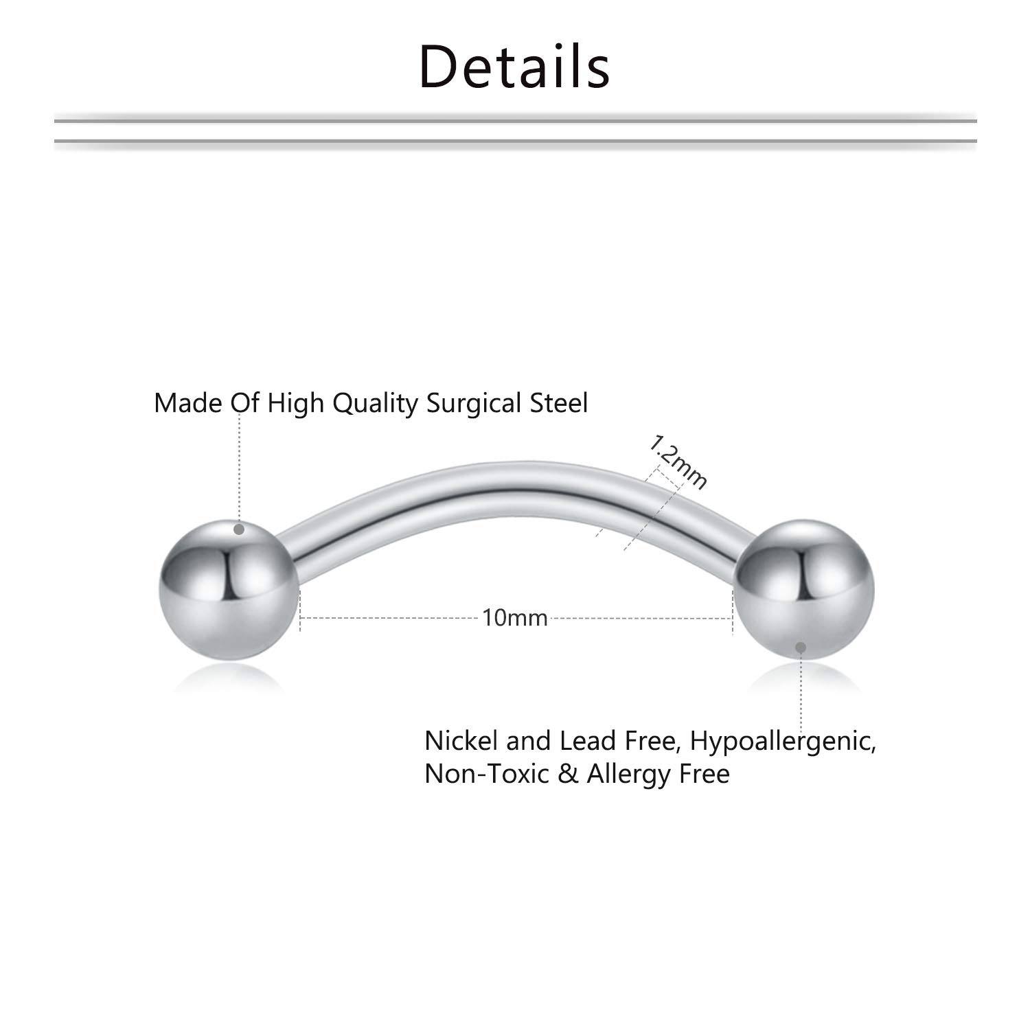 16G klares Acryl Bioflex Edels – Eyebrow Curved Barbell Bewertung und Preis