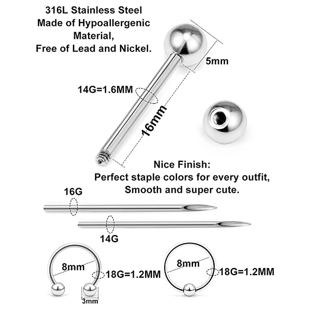 Piercing Kit Edelstahl Augenbr – Body Jewelry Industrial Bewertung und Preis